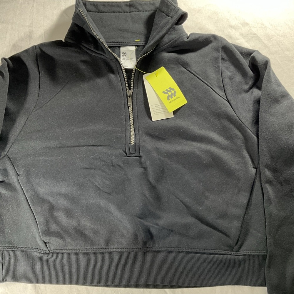 All In Motion Core Fleece 1/2 Zip Black Crop Jacket Women's Size Small - Picture 4 of 10